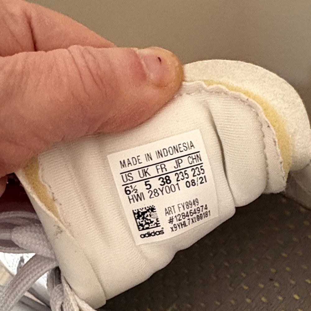 Adidas Cloudfoam White Leather Women’s Sneakers with Animal Print Accents Sz 6.5 - Picture 11 of 14